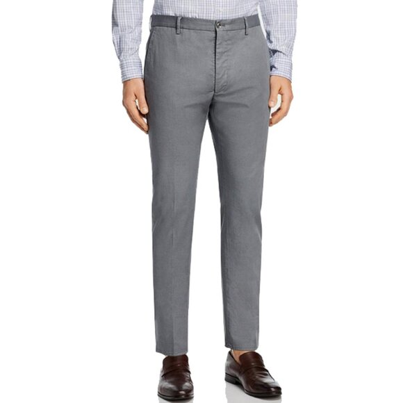 NEW $275 Zanella Noah Chinos Pants! 38 Weathered Gray Cotton & Linen Flat Front